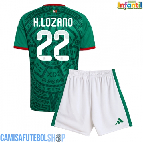 Camisa de time de futebol México Hirving Lozano #22 Replicas 1º Equipamento Infantil Mundo 2026 Manga Curta (+ Calças curtas)